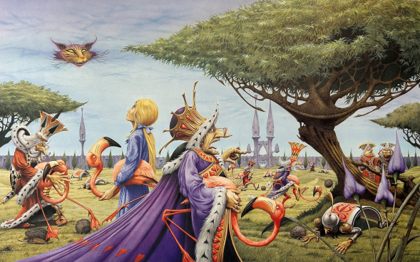 On the Croquet Ground. A limited edition print by Rodney Matthews