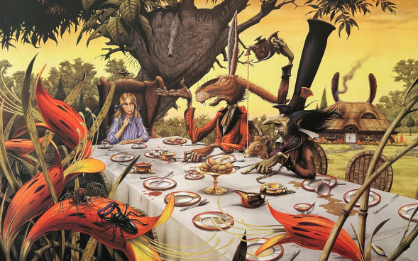 At the March Hares Table. A Limited edition print by Rodney Matthews
